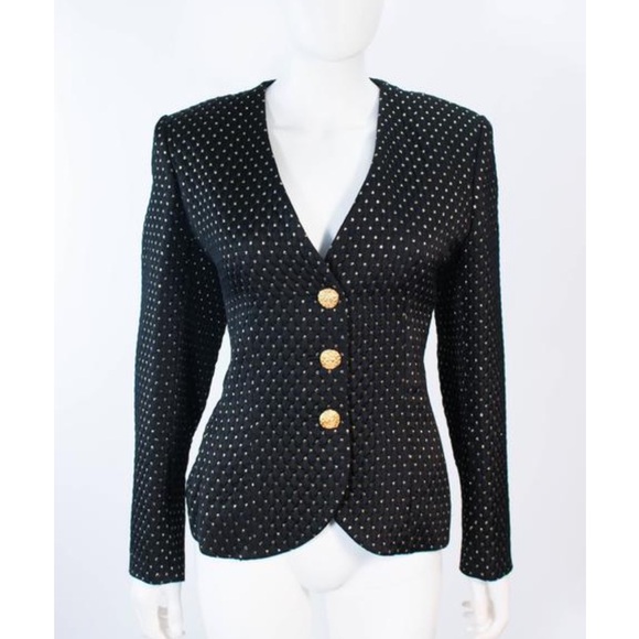 Yves Saint Laurent Jackets & Blazers - Yves Saint Laurent Vintage Quilted Black & Gold Blazer Size 44 US 12